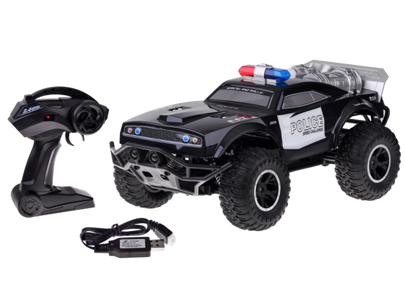 Velký řiditelný monster truck POLICE osvětlení na dálkové ovládání RC0626