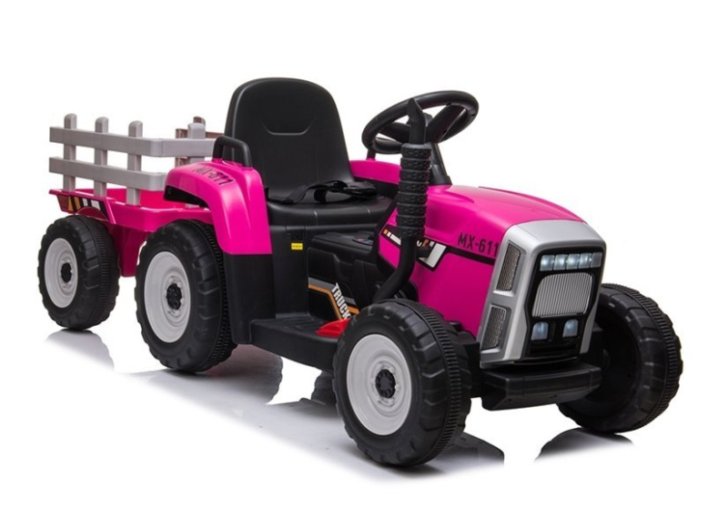 HračkyZaDobréKačky Elektrický traktor s přívěsem, 2.4GHz růžový