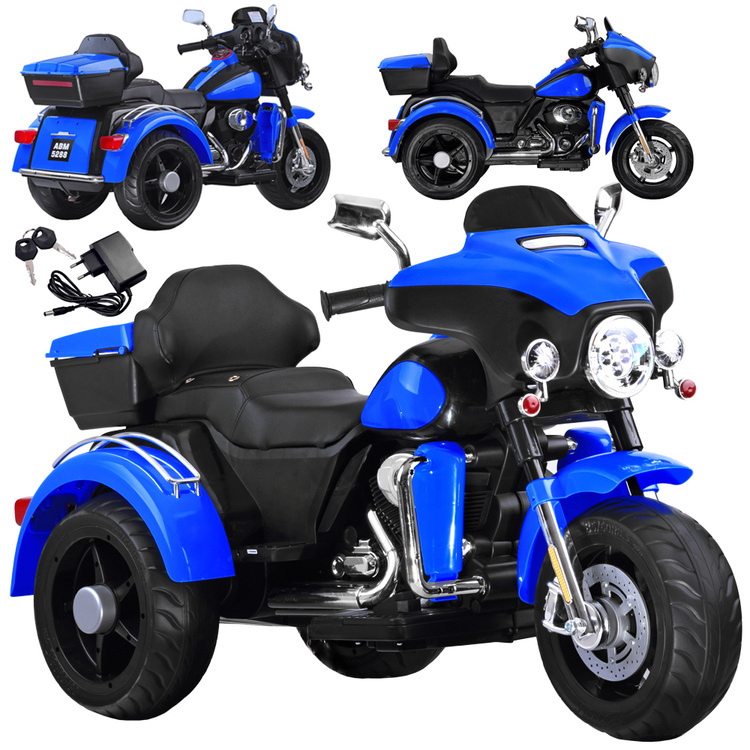 Dětská elektrická motorka chopper se 2 motory, kufrem a světly