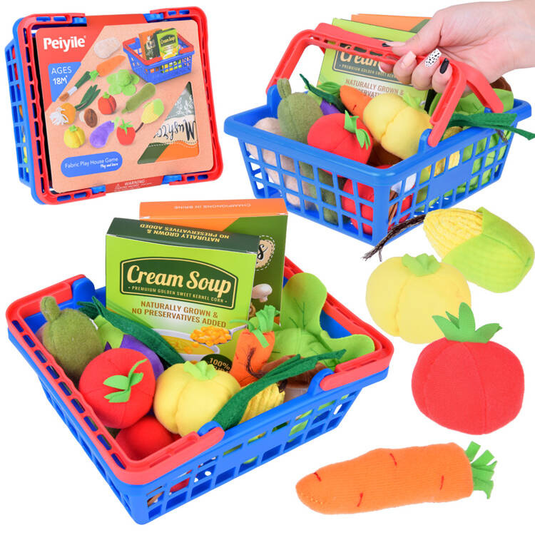 Košík s plyšovou zeleninou