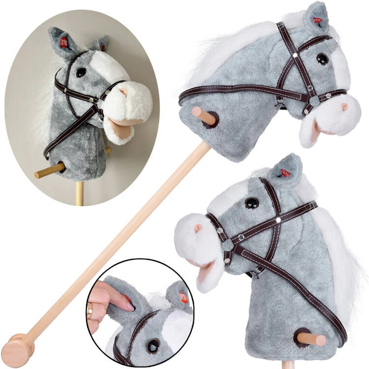 Hobby Horse Interaktivní koník Mustang na tyči se zvuky Šedá