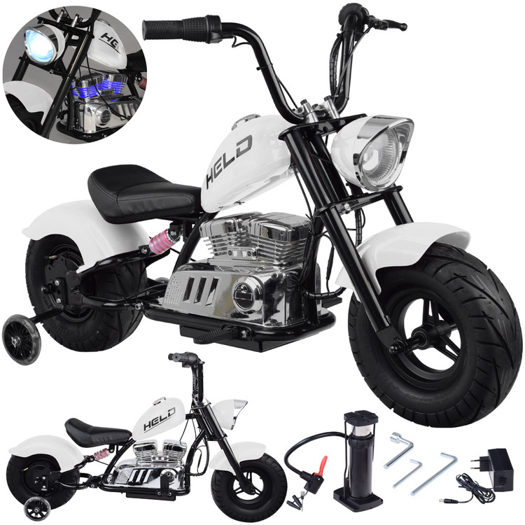 Elektrický motorka Chopper na baterii pro děti – Bílá