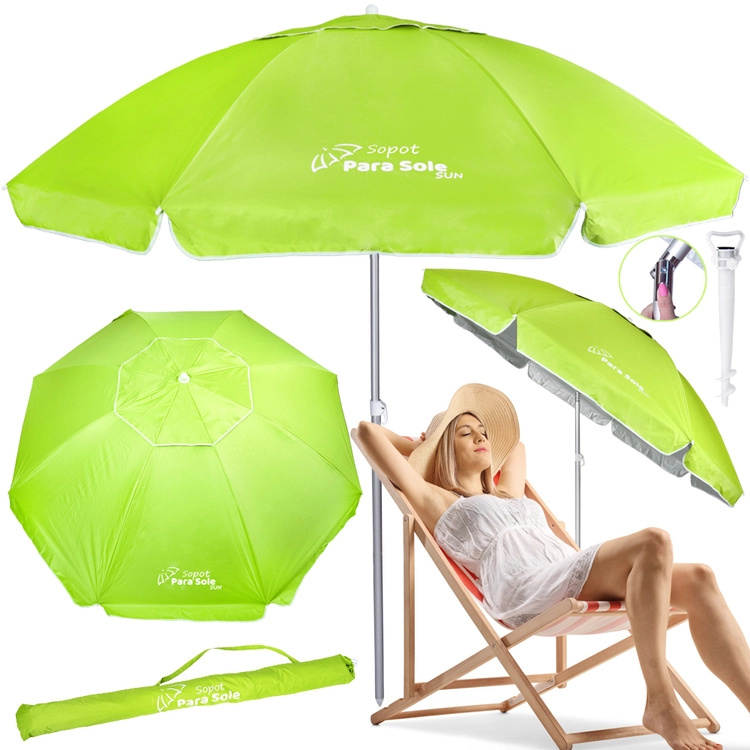 Zahradní a plážový slunečník Sopot s UPF 50+ zelený 240 cm – Zelená