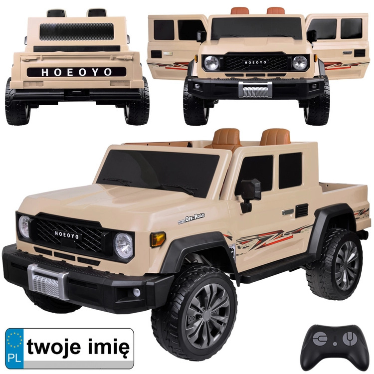 Velké elektrické dětské auto na baterii pro 2 osoby 4x4 – béžová
