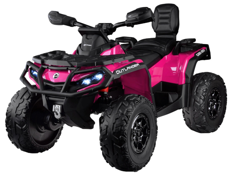Dětský elektrický čtyřkolový vozík CAN-AM OUTLANDER 4x4 24V pro 2 děti s LED panelem – růžová