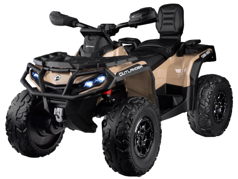 Dětský elektrický čtyřkolový vozík CAN-AM OUTLANDER 4x4 24V pro 2 děti s LED panelem – béžová