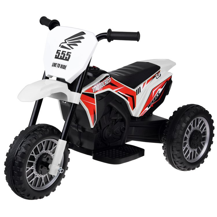 Dětská elektrická tříkolka na akumulátor s hudbou – bílá