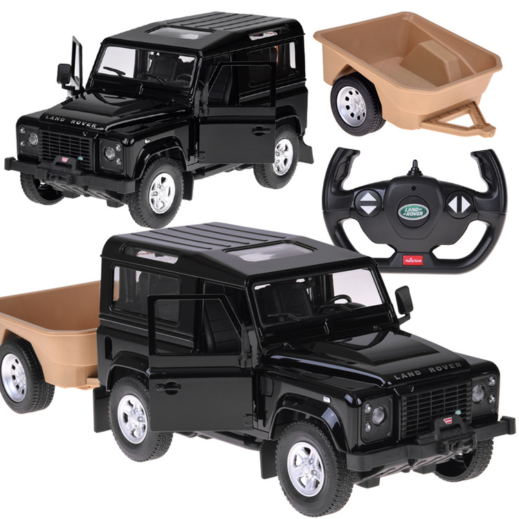 Rastar dálkově ovládaný Land Rover Defender 1:14 s přívěsem – černá