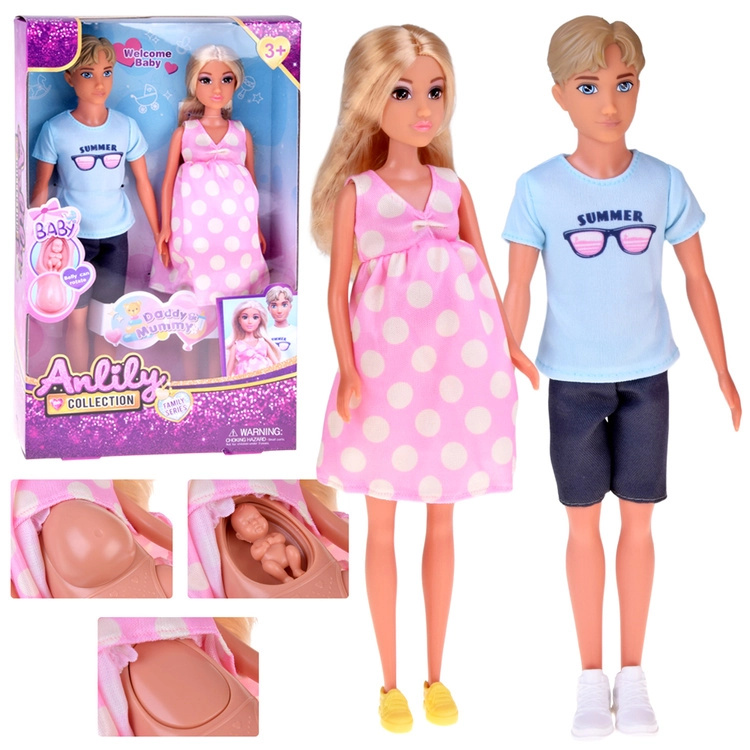 Rodinný set panenek – maminka v očekávání, tatínek a miminko