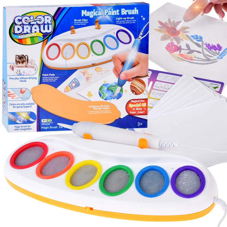 magický malovací set color & draw led – kouzelný štětec na světelné malování pro děti