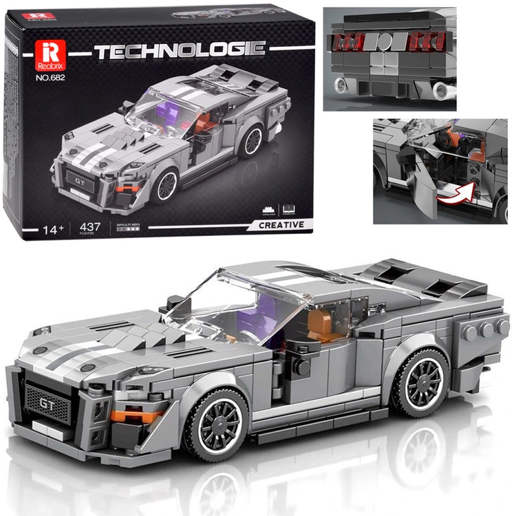 Technické stavebnice sportovní auto GT ze 60. let – šedé