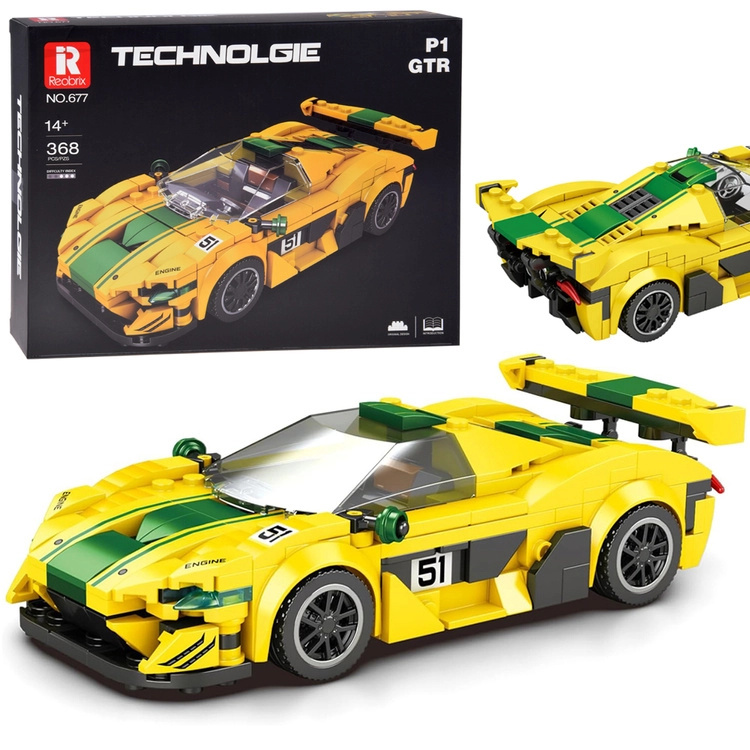 Technické stavebnice sportovní auto žluto‑zelené 368 dílků