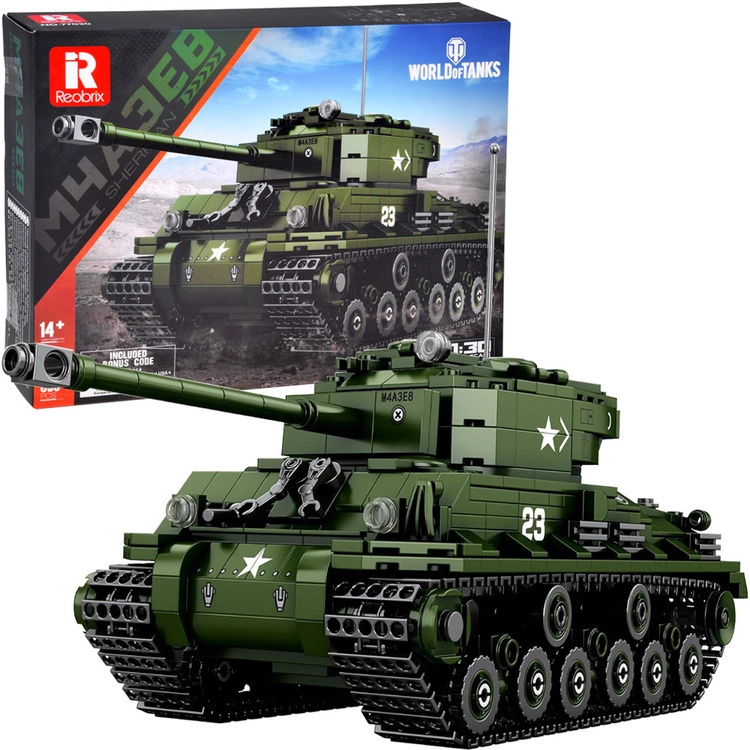 Reobrix stavebnice tank SHERMAN M4A3E8 – licencovaná WORLD OF TANKS, 836 dílků