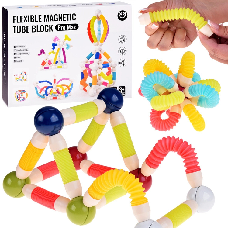 Magnetické flexibilní stavebnice z trubiček, 36 dílů
