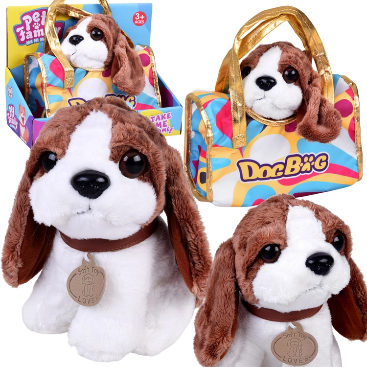 roztomilý plyšový pejsek v kabelce – měkoučká hračka pro děti