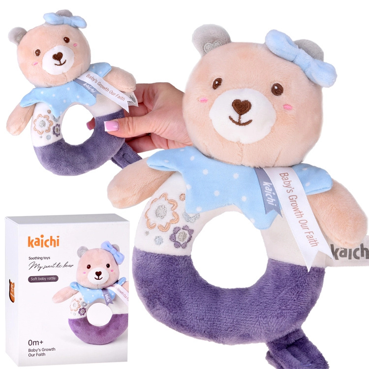 První plyšová chrastítko pro miminka 0+ medvídek s úchytem