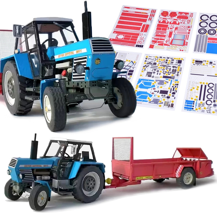 Papírový model traktoru ZETOR Crystal 8011 s rozmetadlem RU-5 1:32