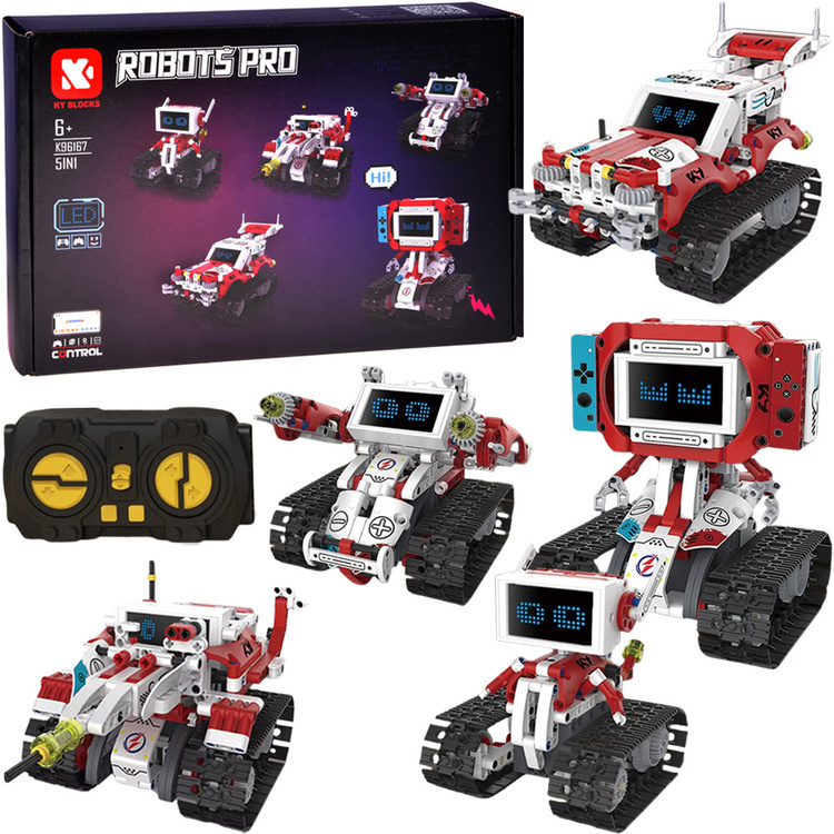 Tomido Klocki Techniczne Robots Pro 5w1 Zestaw z Pilotem i Ekranem LED RC0741