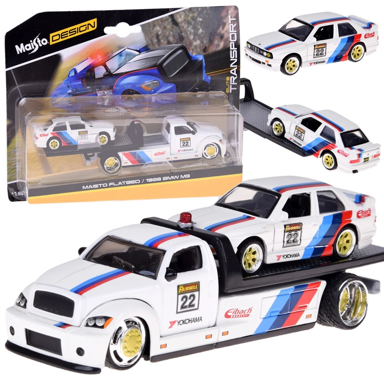 Kovový model 1:64 od Maisto – odtahový vůz s BMW M3 1988
