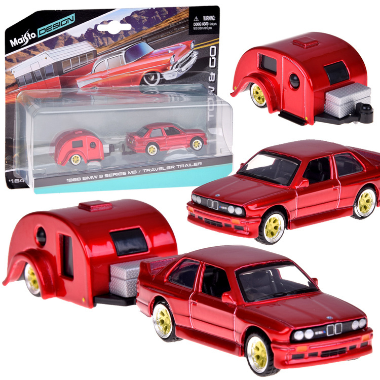 Maisto kovový model BMW M3 (1988) s karavanem 1:64