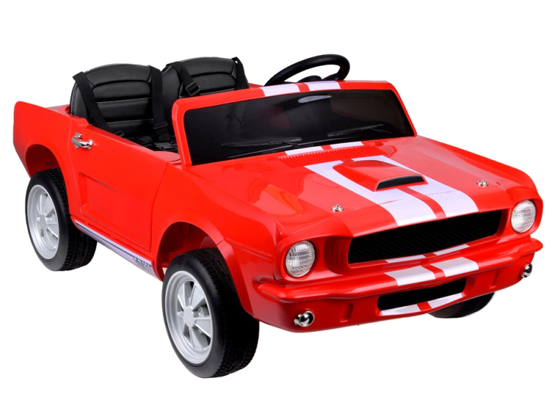 dvojmístné elektrické autíčko shelby gt350 pro děti s pásy a dálkovým ovládáním – červená