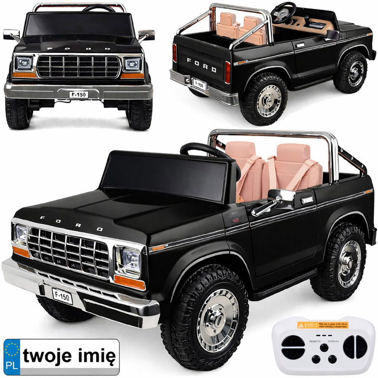 Elektrické auto pro děti Ford Bronco pickup, dvoumístné – černá
