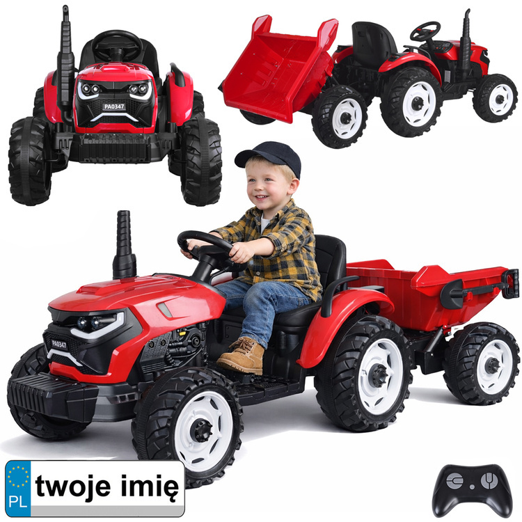 Dětský elektromobil traktor s přívěsem a výklopným kiprem 24V