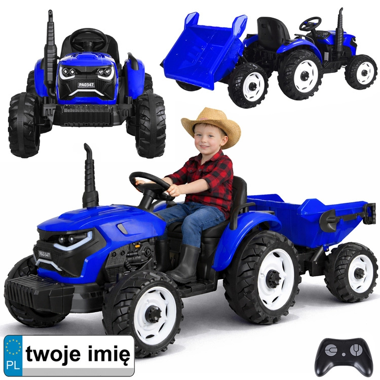 Dětský elektrický traktor s vlečkou a sklápěcím kiprem 24V