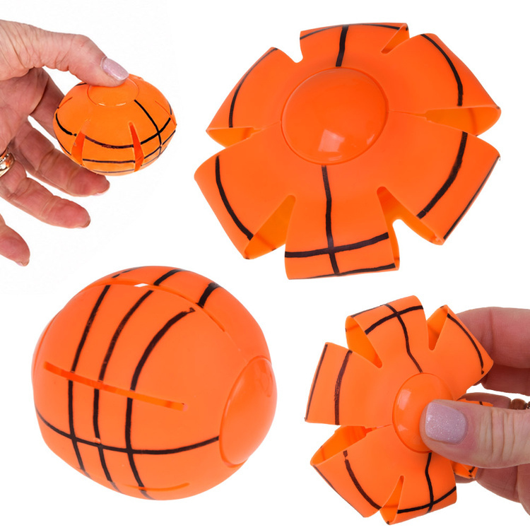 Létající disk míček „zmáčkni a hoď“ – elastická hračka do ruky 7 cm
