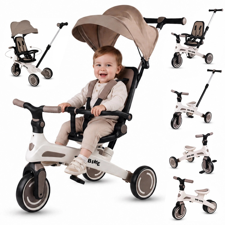 Dětská tříkolka Tiny Bike 5v1 rostoucí s dítětem – Béžová
