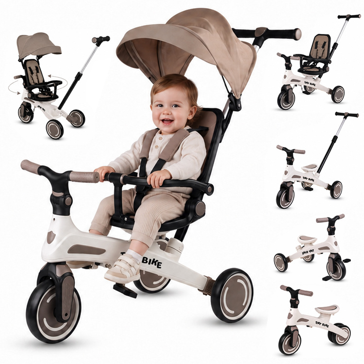Dětská tříkolka Tiny Bike 5v1 rostoucí s dítětem – Béžová