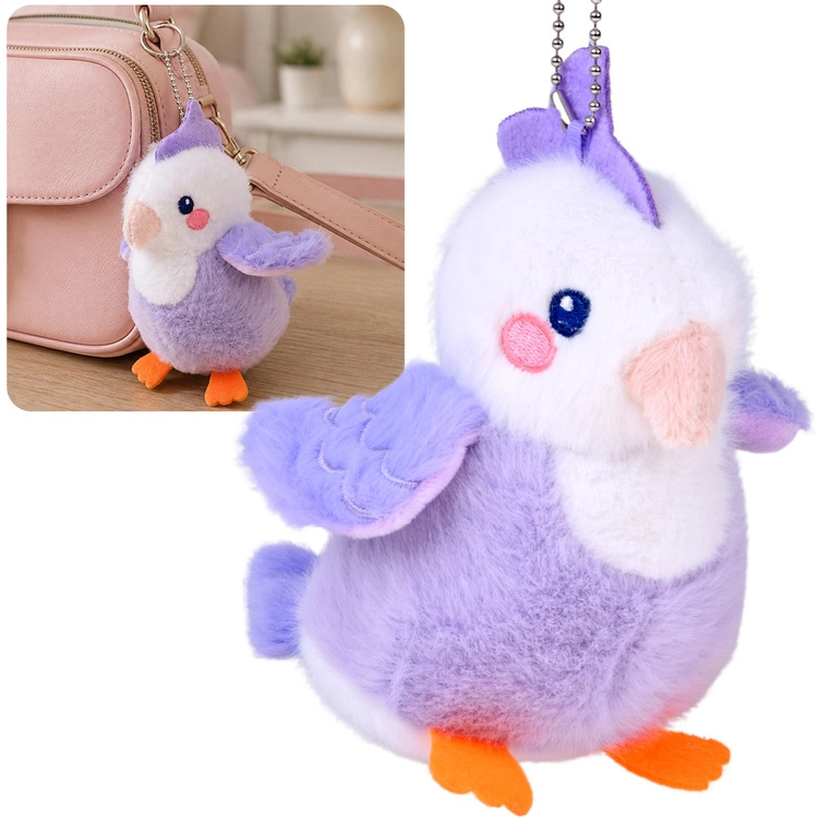 Plyšový ptáček Liliová Lilka s pískátkem, přívěsek 13 cm - 1 kus