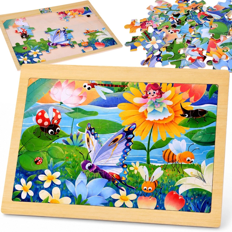 Dřevěné puzzle mořská víla a hmyz 40 dílků