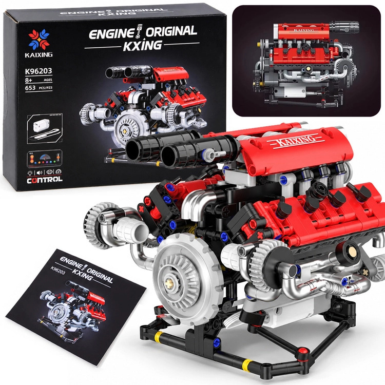 Technická stavebnice sestavte motor V8 s akumulátorem, 653 dílků