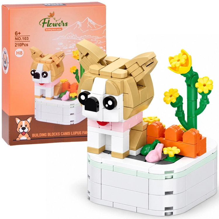 Stavebnice pejsek Shiba Inu na podstavci, 210 dílků