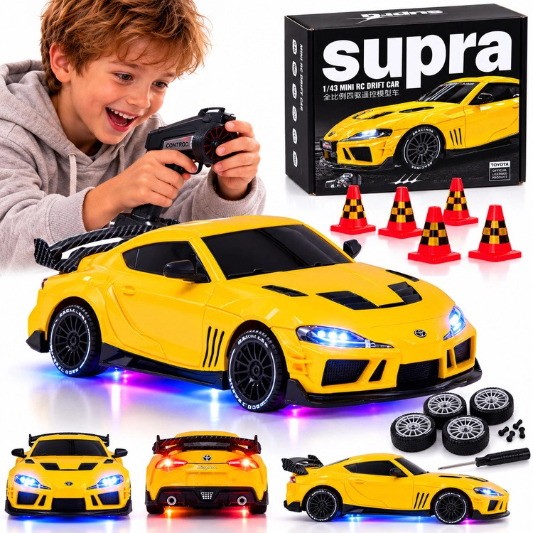 Dálkově ovládané auto Toyota Supra Drift 1:43 4x4 s LED osvětlením