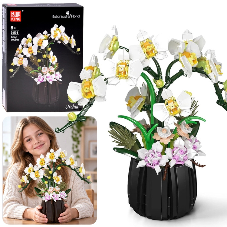 Stavebnice orchidej v květináči Mould King (1014+ dílků)