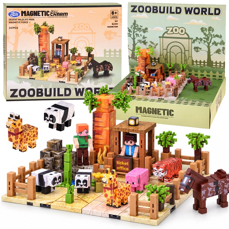 Magnetické stavební kostky Zoo – pixelové kostky 247 dílů