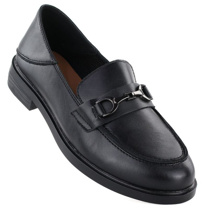 Dámské kožené polobotky mokasíny černé Vinceza 18117 39