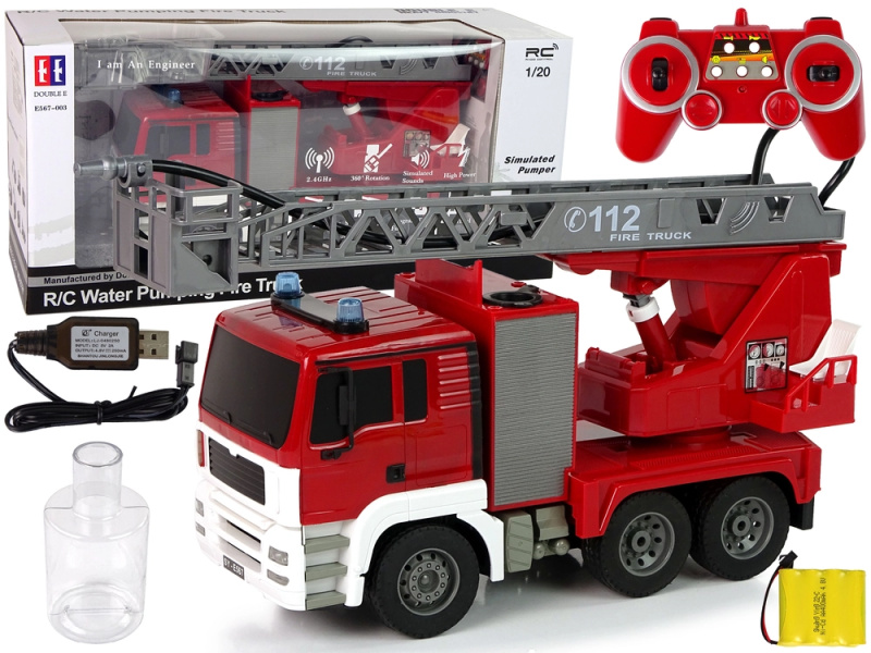 RC hasičské auto s vodním efektem a otočným žebříkem