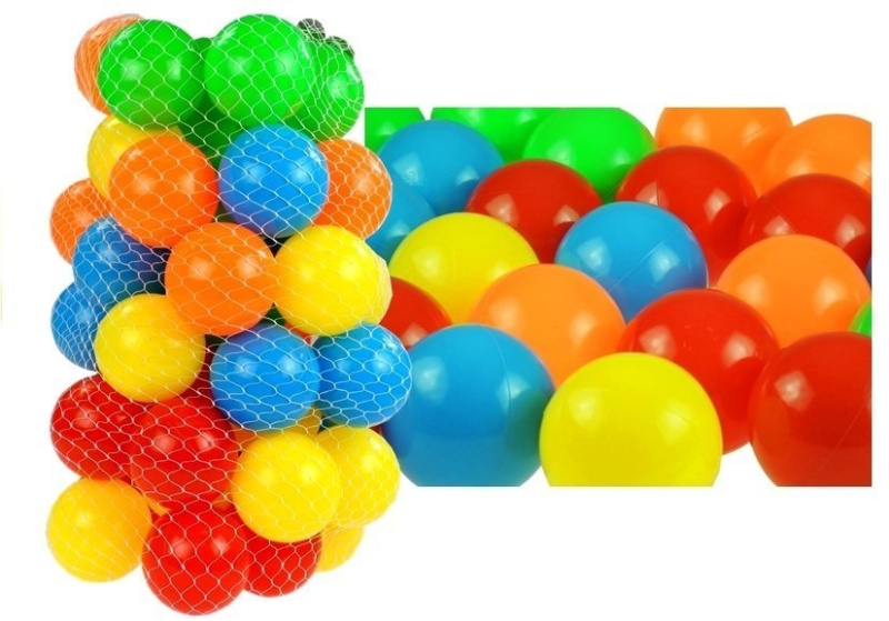 Míčky do suchého bazénu v síťce, 50 ks, průměr 7 cm
