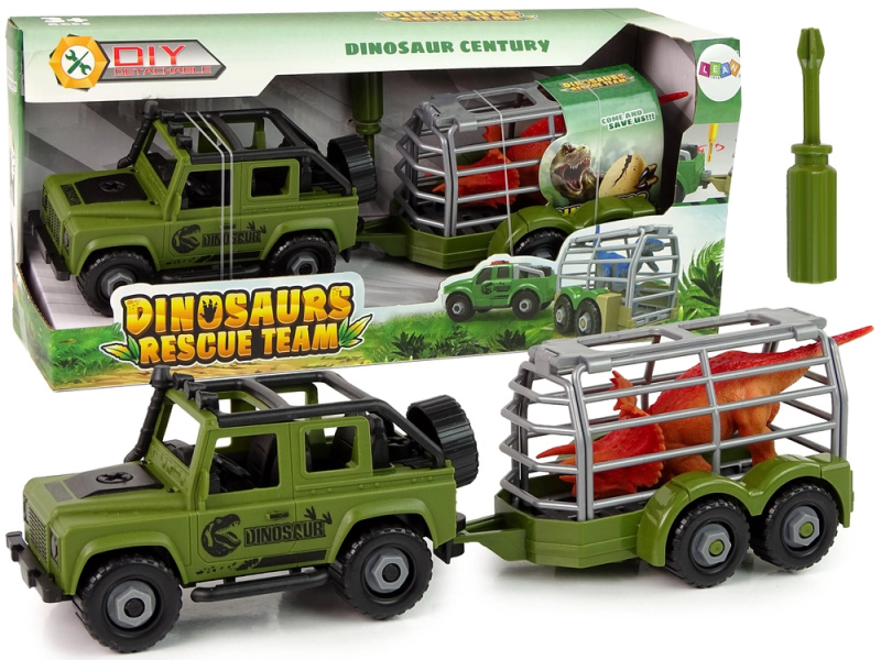 LEANToys Off-Road auto s dinousaurem a šroubovákem zelený