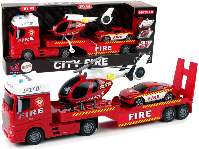 Lean Toys Hasičská souprava Truck Helicopter Sound Lights