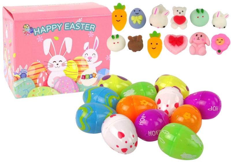 Velikonoční sada vajíček s překvapením (squishy) králíček – 12 kusů