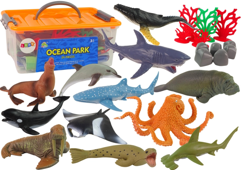LEAN Toys Marine Animals Fish Large Set Figures and Accessories 24 ks