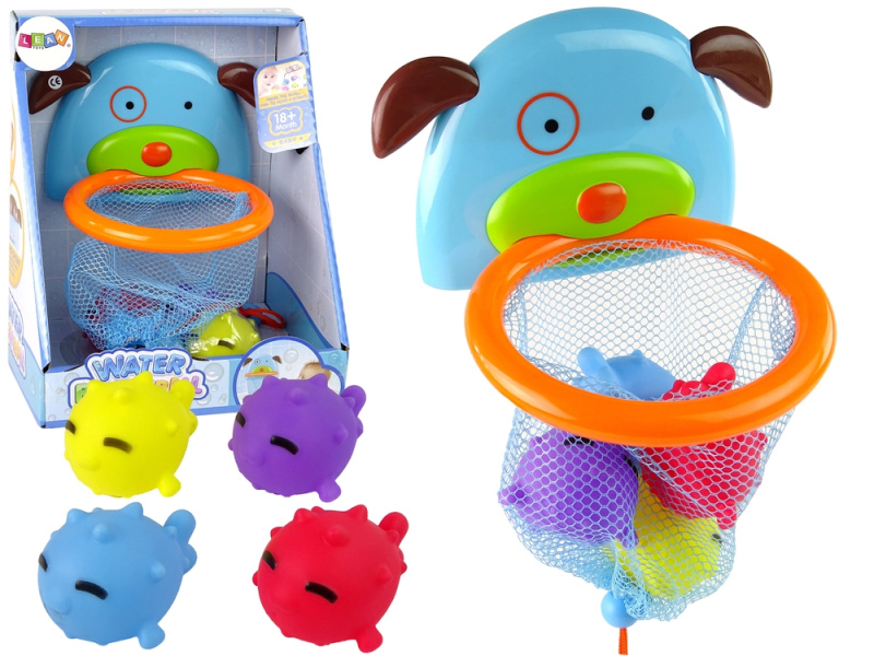 LEANToys Hračka do vany - mini basketbalový koš se psem a rybičkami