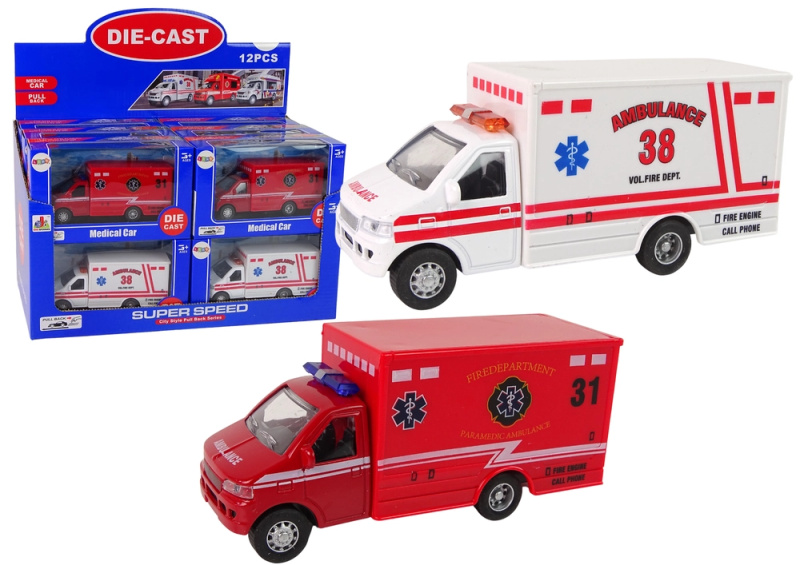 Lean Toys Sanitní záchranné vozidlo Třecí pohon 2 barvy