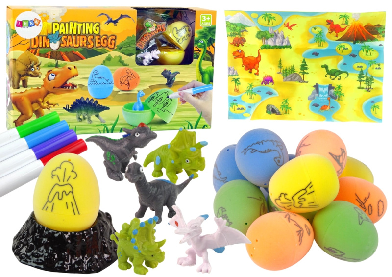 LEANToys Dinosauří sada na malování vajíček s figurkami