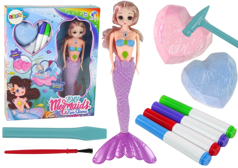 LEANToys Sada na vykopávaní pokladů s fialovou mořskou pannou