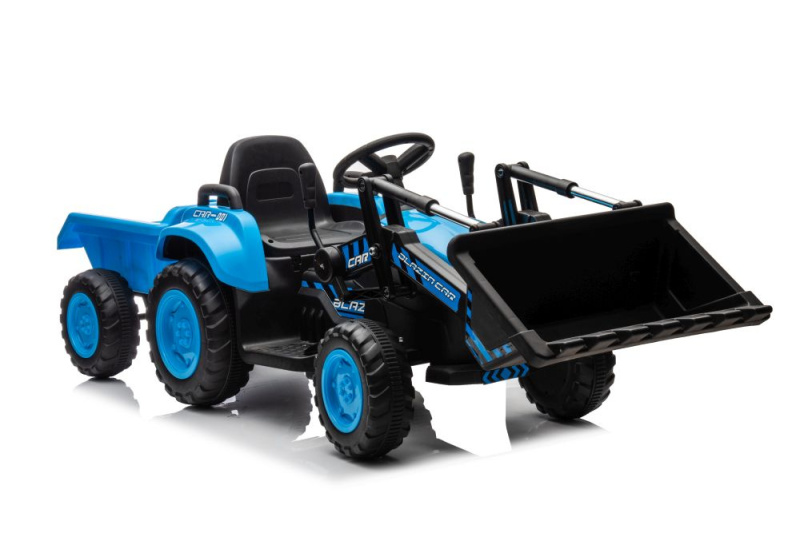 Elektrický dětský traktor s lžící modrý